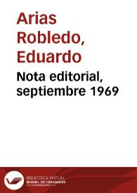 Nota editorial, septiembre 1969 | Biblioteca Virtual Miguel de Cervantes