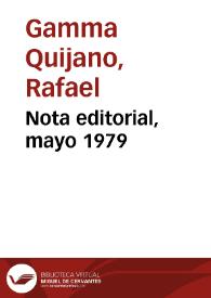 Nota editorial, mayo 1979 | Biblioteca Virtual Miguel de Cervantes