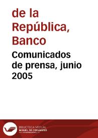 Comunicados de prensa, junio 2005 | Biblioteca Virtual Miguel de Cervantes