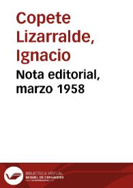 Nota editorial, marzo 1958 | Biblioteca Virtual Miguel de Cervantes