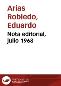 Nota editorial, julio 1968 | Biblioteca Virtual Miguel de Cervantes