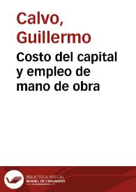 Costo del capital y empleo de mano de obra | Biblioteca Virtual Miguel de Cervantes