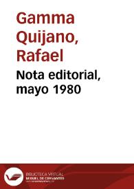 Nota editorial, mayo 1980 | Biblioteca Virtual Miguel de Cervantes