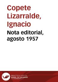 Nota editorial, agosto 1957 | Biblioteca Virtual Miguel de Cervantes