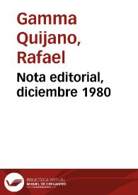 Nota editorial, diciembre 1980 | Biblioteca Virtual Miguel de Cervantes