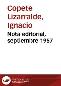 Nota editorial, septiembre 1957 | Biblioteca Virtual Miguel de Cervantes