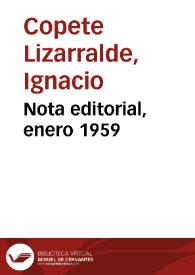 Nota editorial, enero 1959 | Biblioteca Virtual Miguel de Cervantes