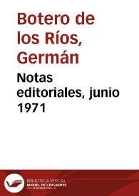 Notas editoriales, junio 1971 | Biblioteca Virtual Miguel de Cervantes