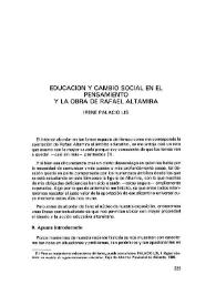 Educación y cambio social en el pensamiento y la obra de Rafael Altamira / Irene Palacio Lis | Biblioteca Virtual Miguel de Cervantes