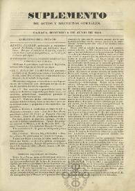 El Constituyente : Periódico Oficial del Gobierno de Oaxaca. Suplemento de actos y decretos oficiales, domingo 8 de junio de 1856 | Biblioteca Virtual Miguel de Cervantes