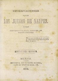 Observaciones sobre los juegos de naypes osean Reflexiones para después de haber perdido | Biblioteca Virtual Miguel de Cervantes