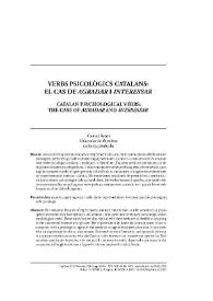 Verbs psicològics catalans: el cas d' "agradar" i "interesssar" / Carles Royo | Biblioteca Virtual Miguel de Cervantes