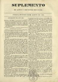 El Constituyente : Periódico Oficial del Gobierno de Oaxaca. Suplemento de actos y decretos oficiales, domingo 24 de agosto de 1856 | Biblioteca Virtual Miguel de Cervantes