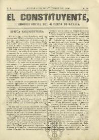 El Constituyente : Periódico Oficial del Gobierno de Oaxaca. Tomo I, núm. 38, jueves 4 de septiembre de 1856 | Biblioteca Virtual Miguel de Cervantes