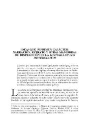 Ideas que imprimen carácter: narración, retrato y otras maniobras de distracción en la "Historia de los Heterodoxos" / Fernando Durán | Biblioteca Virtual Miguel de Cervantes