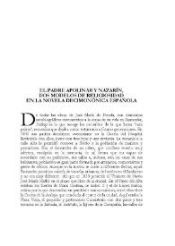 El padre Apolinar y Nazarín: dos modelos de religiosidad en la novela decimonónica española / Benito Madariaga de la Campa | Biblioteca Virtual Miguel de Cervantes