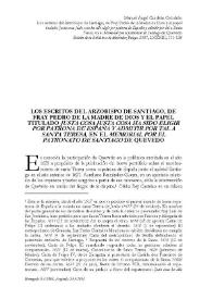 Los escritos del arzobispo de Santiago, de fray Pedro de la Madre de Dios y el papel titulado "Justa cosa ha sido elegir por patrona de España y admitir por tal a Santa Teresa", en el "Memorial por el patronato de Santiago" de Quevedo / Manuel Ángel Candelas Colodrón | Biblioteca Virtual Miguel de Cervantes