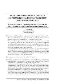 Les expressions demostratives no situacionals i l'estat congnitiu dels seus referents / Josep Ribera | Biblioteca Virtual Miguel de Cervantes