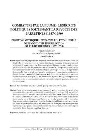 Combattre par la plume : les écrits politiques soutenant la révolte des barretines (1687-1690) / Héloïse Hermant | Biblioteca Virtual Miguel de Cervantes