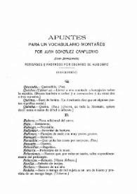 Apuntes para un vocabulario montañés. Por Juan González Campuzano (Juan Sierrapando). Revisados y anotados por Eduardo de Huidobro / Juan González Campuzano | Biblioteca Virtual Miguel de Cervantes