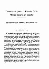 Documentos para la Historia de la Crítica literaria en España. Un epistolario erudito del siglo XIX / Pedro Sainz Rodríguez | Biblioteca Virtual Miguel de Cervantes