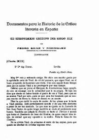 Documentos para la Historia de la Crítica literaria en España. Un epistolario erudito del siglo XIX (Continuación) / Pedro Sainz Rodríguez | Biblioteca Virtual Miguel de Cervantes