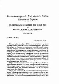 Documentos para la Historia de la Crítica literaria en España. Un epistolario erudito del siglo XIX (Continuación) / Pedro Sainz Rodríguez | Biblioteca Virtual Miguel de Cervantes