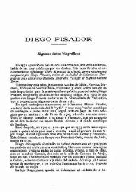 Diego Pisador. Algunos datos biográficos / Narciso Alonso Cortés | Biblioteca Virtual Miguel de Cervantes