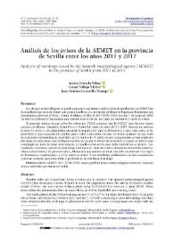 Análisis de los avisos de la AEMET en la provincia de Sevilla entre los años 2011 y 2017 / Andrés Peñuela Palma, Ismael Vallejo Villalta y Juan Mariano Camarillo Naranjo | Biblioteca Virtual Miguel de Cervantes