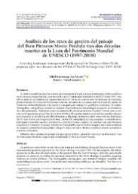 Análisis de los retos de gestión del paisaje del Bien Pirineos-Monte Perdido tras dos décadas inscrito en la Lista del Patrimonio Mundial de UNESCO (1997-2018) / Mikel Gurrutxaga San Vicente y María C. Porcal-Gonzalo | Biblioteca Virtual Miguel de Cervantes