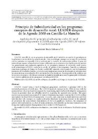 Principio de Subsidiariedad en los programas europeos de desarrollo rural: LEADER después de la Agenda 2000 en Castilla-La Mancha / Juan Gabriel Tirado Ballesteros | Biblioteca Virtual Miguel de Cervantes