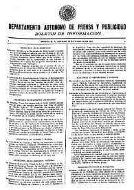 Boletín de Información. Departamento Autónomo de Publicidad y Propaganda [México]. Sábado 14 de agosto de 1937 | Biblioteca Virtual Miguel de Cervantes