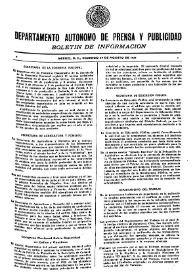 Boletín de Información. Departamento Autónomo de Publicidad y Propaganda [México]. Domingo 29 de agosto de 1937 | Biblioteca Virtual Miguel de Cervantes