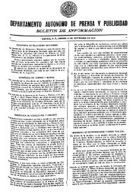 Boletín de Información. Departamento Autónomo de Publicidad y Propaganda [México]. Jueves 30 de septiembre de 1937 | Biblioteca Virtual Miguel de Cervantes