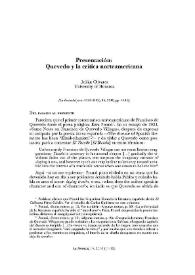 La Perinola : revista de investigación quevediana. Número 14 (2010). Presentación: "Quevedo y la crítica norteamericana" / Julián Olivares | Biblioteca Virtual Miguel de Cervantes