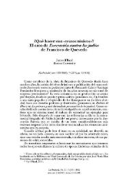 ¿Qué hacer con "textos tóxicos"? El caso de "Execración contra los judíos" de Francisco de Quevedo / James Iffland | Biblioteca Virtual Miguel de Cervantes