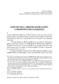 Lope de Vega, versificador latino. A propósito de "La Dorotea" / Jesús Luque Moreno | Biblioteca Virtual Miguel de Cervantes