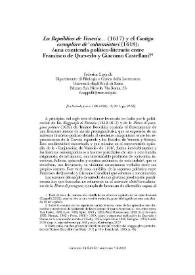 "La República de Venecia..." (1617) y el "Castigo esemplare de'Calunniatori" (1618): ¿una contienda político-literaria entre Francisco de Quevedo y Giacomo Castellani? / Federica Cappelli | Biblioteca Virtual Miguel de Cervantes