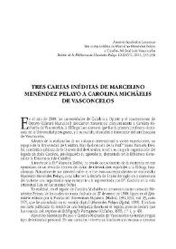 Tres cartas inéditas de Marcelino Menéndez Pelayo a Carolina Michäelis de Vasconcelos / António Apolinário Lourenço | Biblioteca Virtual Miguel de Cervantes