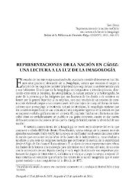 Representaciones  de la nación en "Cádiz": una lectura a la luz de la imagología / Toni Dorca | Biblioteca Virtual Miguel de Cervantes