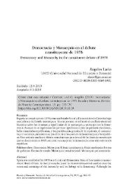 Democracia y Monarquía en el debate constituyente de 1978 / Ángeles Lario González | Biblioteca Virtual Miguel de Cervantes