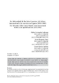 La "africanidad" de las Islas Canarias: del debate internacional a la reacción en España (1956-1981) / Pablo Arconada Ledesma, Itziar Reguero Sanz y César García Andrés | Biblioteca Virtual Miguel de Cervantes