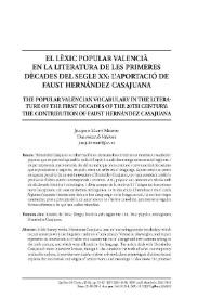 El lèxic popular valencià en la literatura de les primeres dècades del segle XX: l’aportació de Faust Hernández Casajuana / Joaquim Martí i Mestre | Biblioteca Virtual Miguel de Cervantes