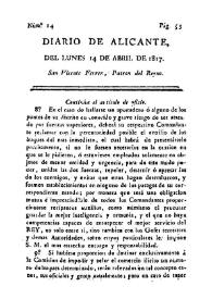 Diario de Alicante. Núm. 14, 14 de abril de 1817 | Biblioteca Virtual Miguel de Cervantes