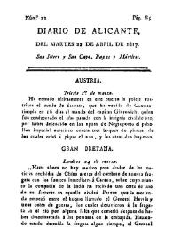 Diario de Alicante. Núm. 22, 22 de abril de 1817 | Biblioteca Virtual Miguel de Cervantes