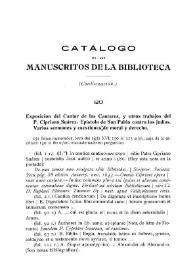 Catálogo de los manuscritos de la Biblioteca (Continuación) / Miguel Artigas y Ferrando | Biblioteca Virtual Miguel de Cervantes