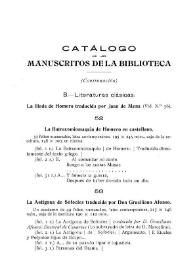 Catálogo de los manuscritos de la Biblioteca (Continuación) / Miguel Artigas y Ferrando | Biblioteca Virtual Miguel de Cervantes