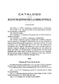 Catálogo de los manuscritos de la Biblioteca (Continuación) / Miguel Artigas y Ferrando | Biblioteca Virtual Miguel de Cervantes