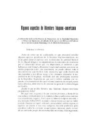 Algunos aspectos de la literatura hispano-americana. Conferencia leída en los Cursos de Vacaciones de la Sociedad Menéndez y Pelayo, de Santander, el sábado 22 de agosto de 1925, por el Profesor de la Universidad de Hamburgo / Rodolfo Grossmam | Biblioteca Virtual Miguel de Cervantes