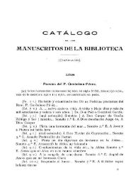 Catálogo de los manuscritos de la Biblioteca (Continuación) / Miguel Artigas y Ferrando | Biblioteca Virtual Miguel de Cervantes